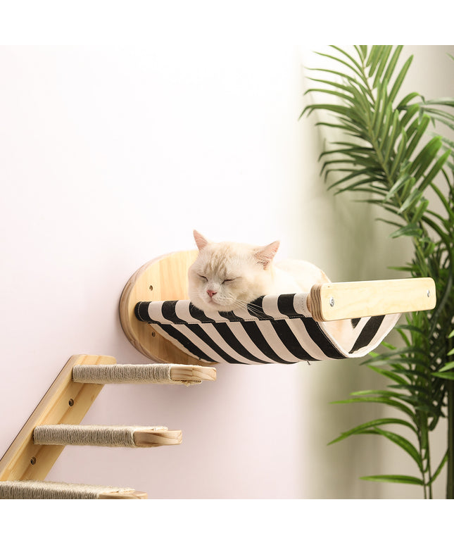 Wooden Wall Mounted Cat Hammock and Stairs