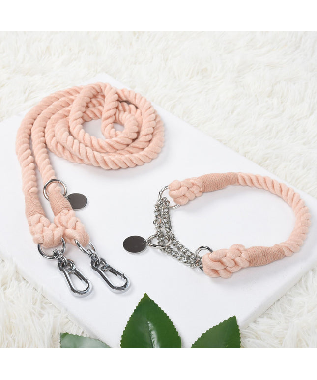 Twisted Double Head Pet Leash and Collar Set