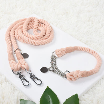 Twisted Double Head Pet Leash and Collar Set